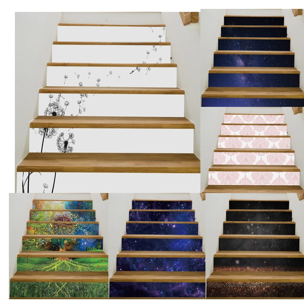 Starry Scenery Stair Stickers Vinyl Decal Step Tape Sticker Murals 6Pcs Set for Home Shop Cafe Bar Decor Morrocan