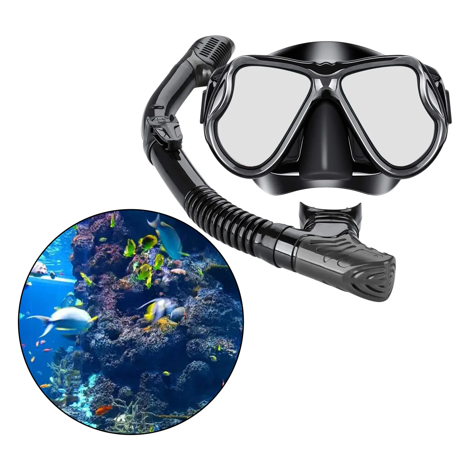 Snorkeling Scuba Set Anti-Fog Diving Mask and Freediving Snorkel for Adults 