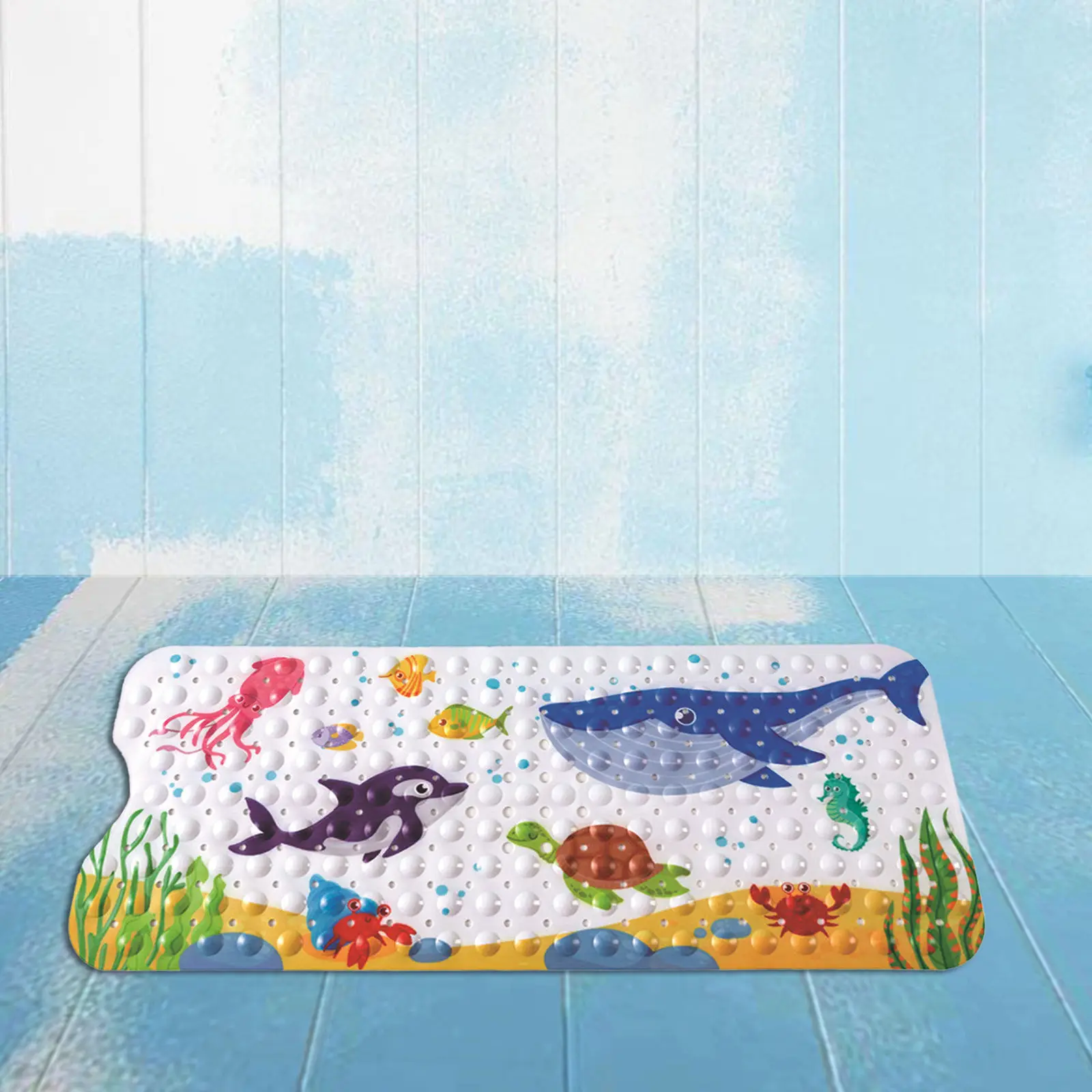 Bath Mat for Kids Bathtub - Large Cartoon Non- Bathing Tub Child Mat for Baby Toddler Anti- Shower Mat