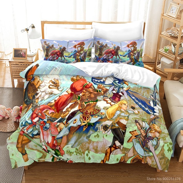 Zelda-conjunto de cama para meninos e meninas, estampado em 3d, tamanho king /queen, roupas de