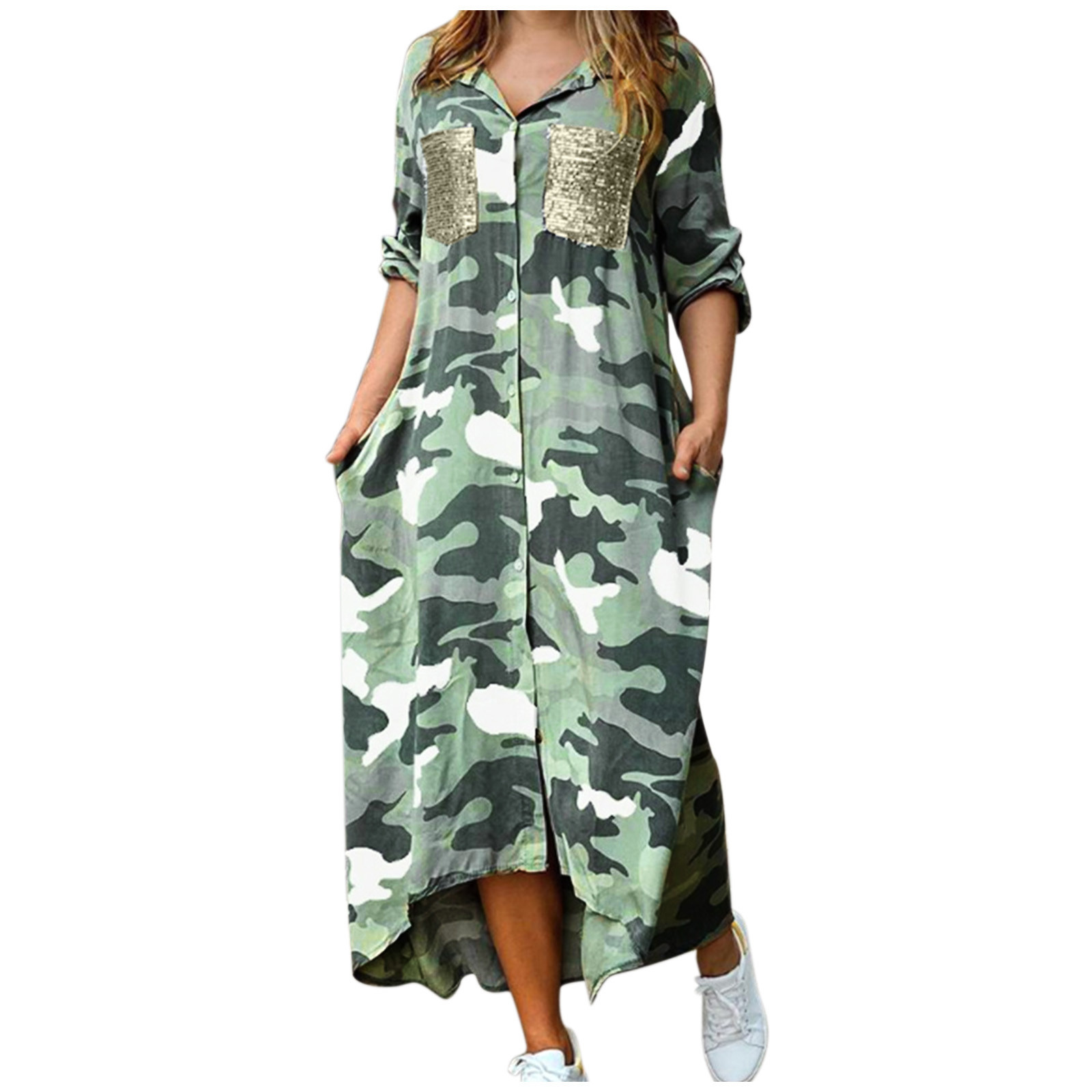 camo maxi dress with pockets