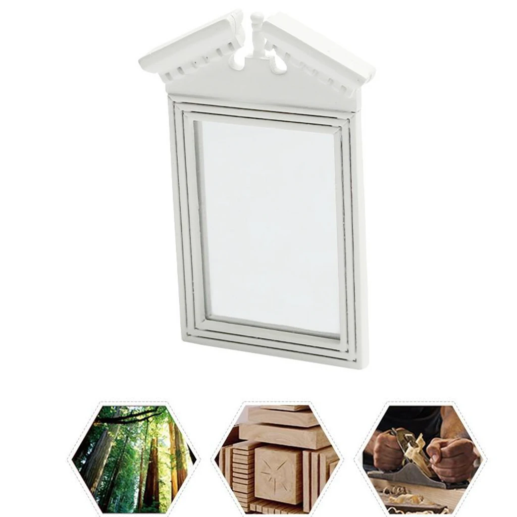 1/12 Dollhouse Miniature White Mirror Frame Bathroom Art  Decor Accs