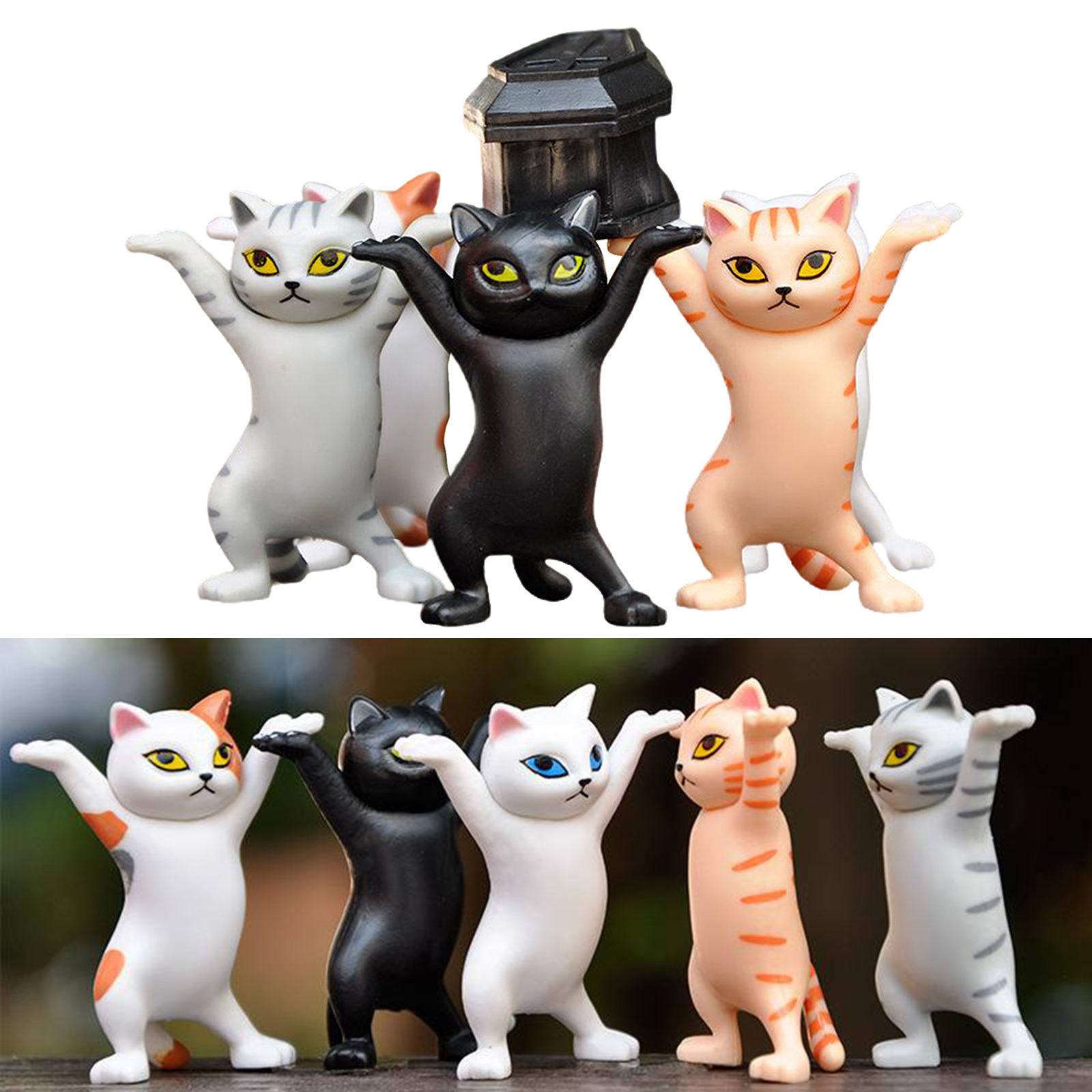 5 pcs Cat Pencil Holder Coffin Dance Team Models Toys Funny Accessories DIY Creative Desktop Gadgets Cat Ornament for Christmas