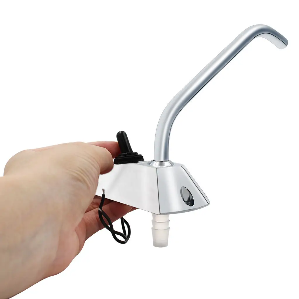 RV Marine Kitchen Sink 12V Faucet Tap Spout Single Hole Water Electric Faucet Tap Camper Caravan Full 360 Degree Rotation Taps