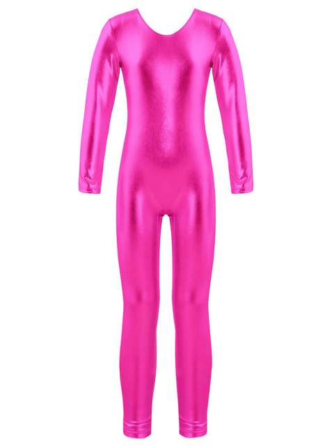 Womens Shiny Metallic Jumpsuit Long Sleeve Unitard Spandex One Piece Wet  Look Bodysuit Unisex Fancy Dress Zentai Suit for Party Stage (Color :  Purple, Size : Kids/XL/130-140cm) : : Clothing, Shoes 