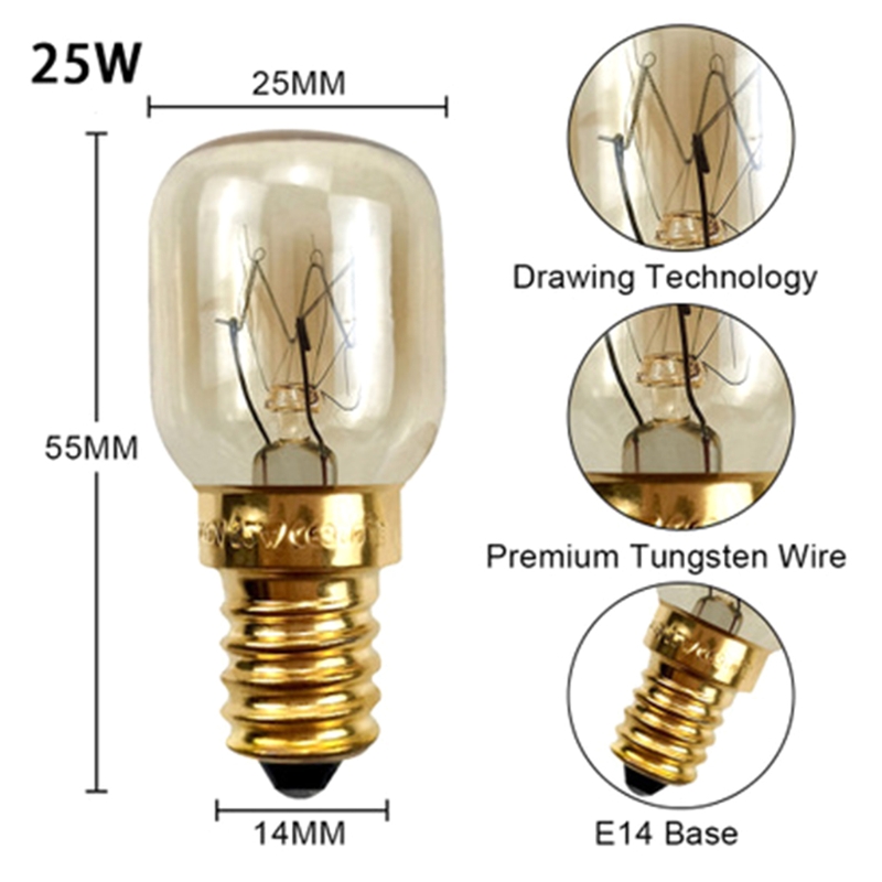 Description Picture 5 of item2pcs 220V E14 300 Degree High Temperature Resistant Microwave Oven Bulb Cooker Lamp Lighting Bulb 15W Silver Color