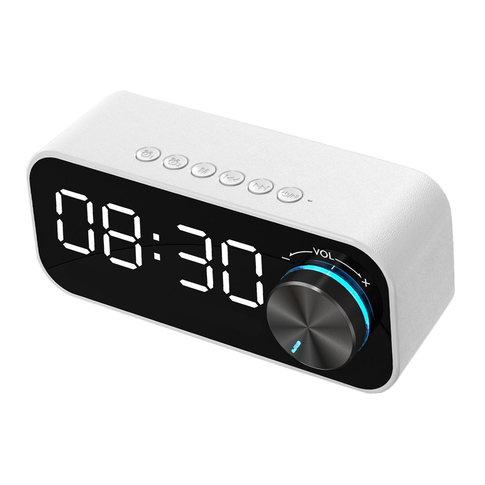 LED Dual Alarm Clock Bluetooth Stereo Speaker USB TF Card Desktop Night