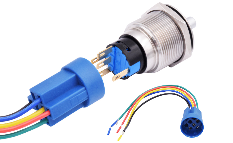 Customized 22mm Waterproof Metal Rotary Selector Switch 2 3 Pin 1NO1NC 2NO2NC 12V LED Stainless Steel Push Button Knob Switch