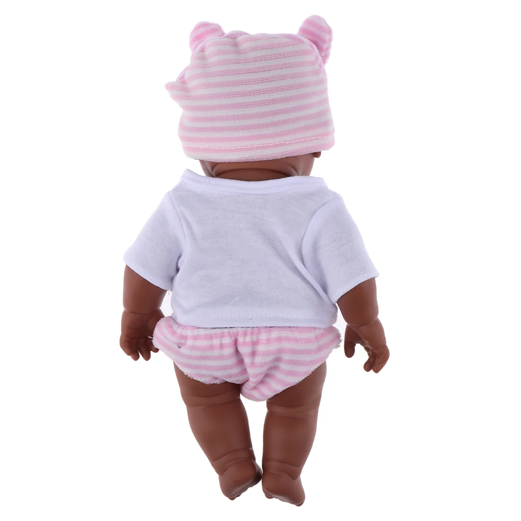 Reborn Newborn African Black Baby Doll Soft Vinyl Realistic Reborn Doll for Kids Gifts - 12 inch (Pink)