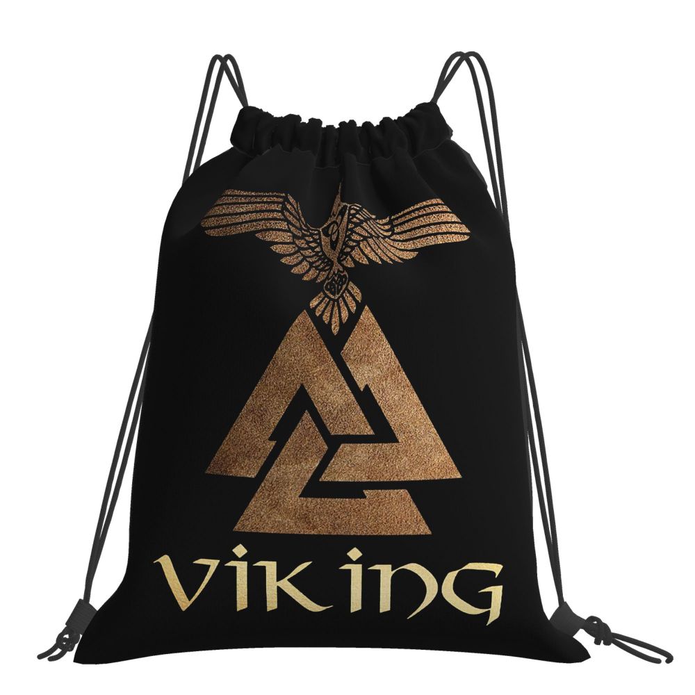 Vikings Raven Odin Valknut Celtic Design Drawstring Bags