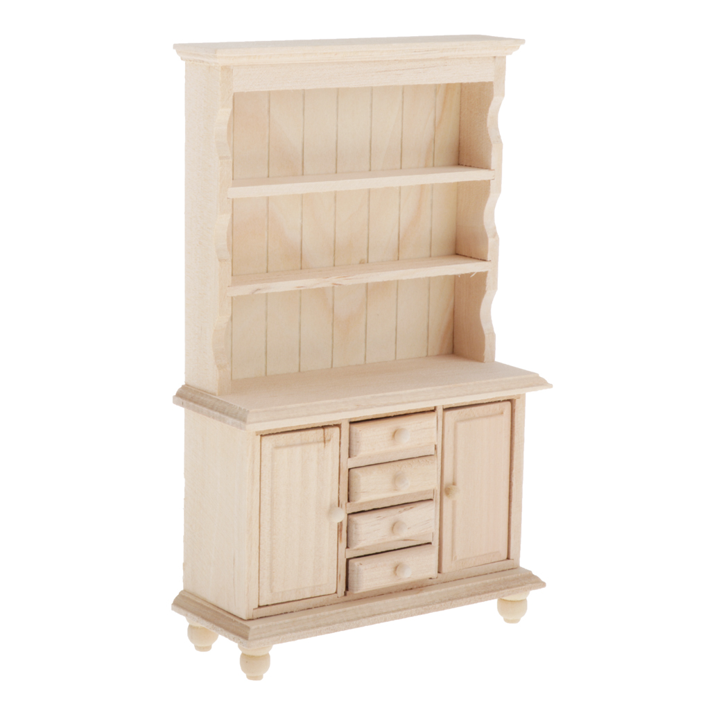 1:12 Doll House Miniatures Storage Bookcase Wooden Craft Cabinet Furniture