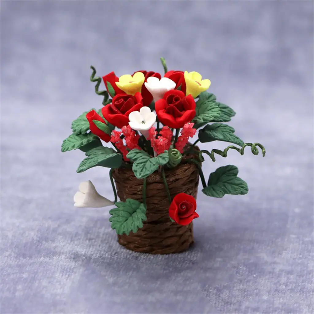 1:12 Scale Dollhouse Flower Potted Model Plant Landscape Design Ornament