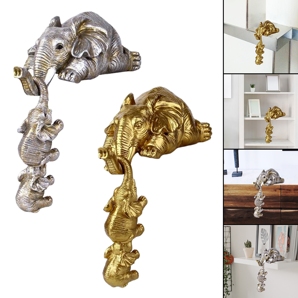 Cute Elephant Family Elephant Figurine Collectible Creative Decorative Animal Statue Tabletop Sculpture Shelf Decor