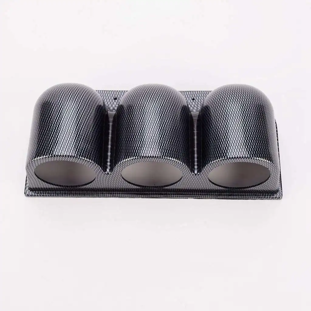 Car Carbon Fiber Look  3 Hole Triple Gauge Meter Mount Holder Pod 52mm