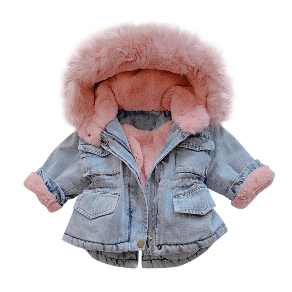 Inverno denim jaquetas crianças menina do bebê
