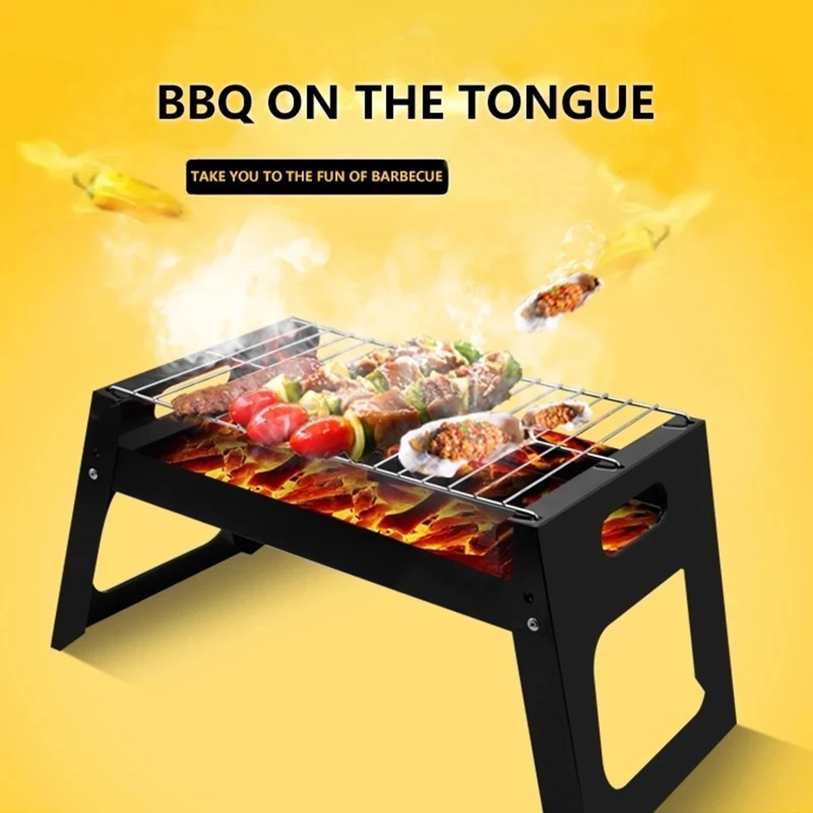 Folding BBQ Grill Portable Compact Charcoal Barbecue BBQ Grill Cooker Bars Smoker Outdoor Camping 27.5x38.5x29 cm 8