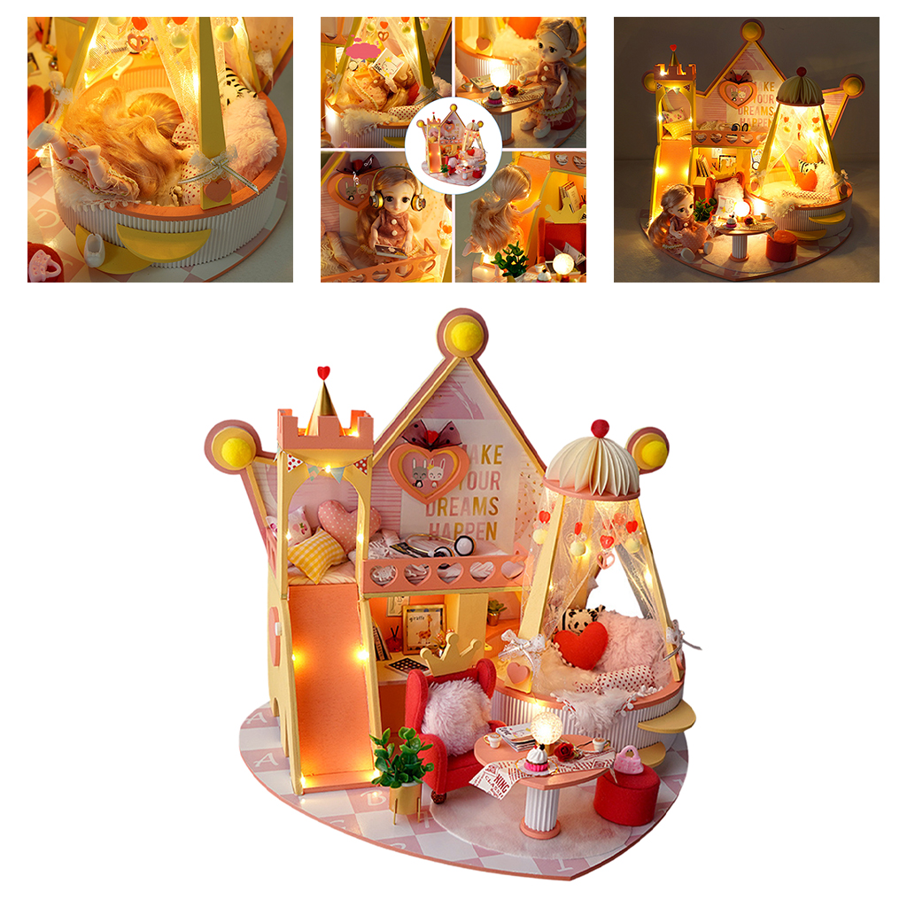 DIY Miniature Doll House Playroom Building Kit Musical Assembly Dollhouse Toy for Kids