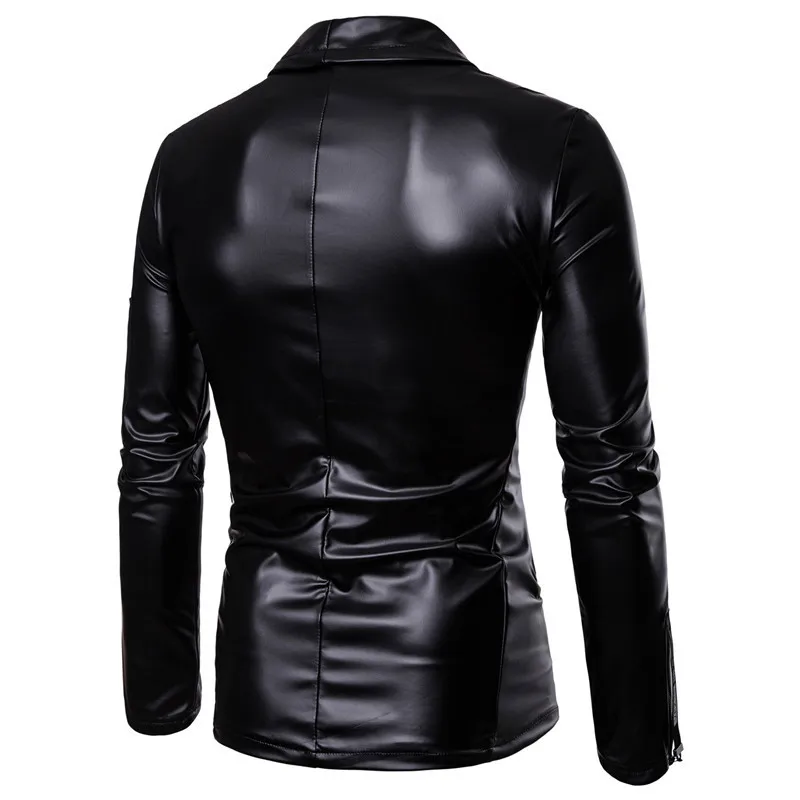 2021 Elastic PU Leather Jacket Men Motorcycle Jacket Slim Fit Jacket Mens Casual Street Biker Coat Pleated Design Business Coat winter leather jacket
