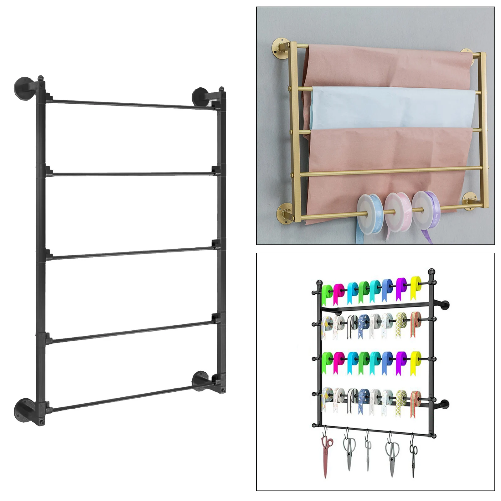 Wall Mount Wire Spool Rack Storage Organizer Ribbon Holder for Sewing Craft