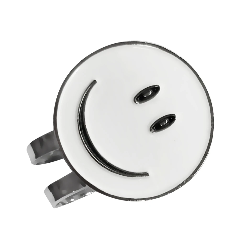 White Smiling Face Golf   Clip with  Markers Ballmarker Golf Gift