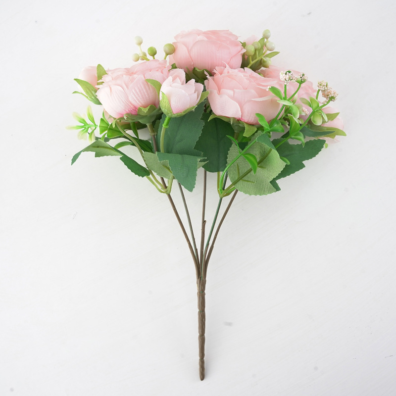 Heißer Verkauf 1 stücke/30cm Rose Rosa Seide Bouquet Pfingstrose Künstliche Blume 5 Großen Kopf 4 Kleine Knospe braut Hochzeit Hause Dekoration Artifi – Detail 15