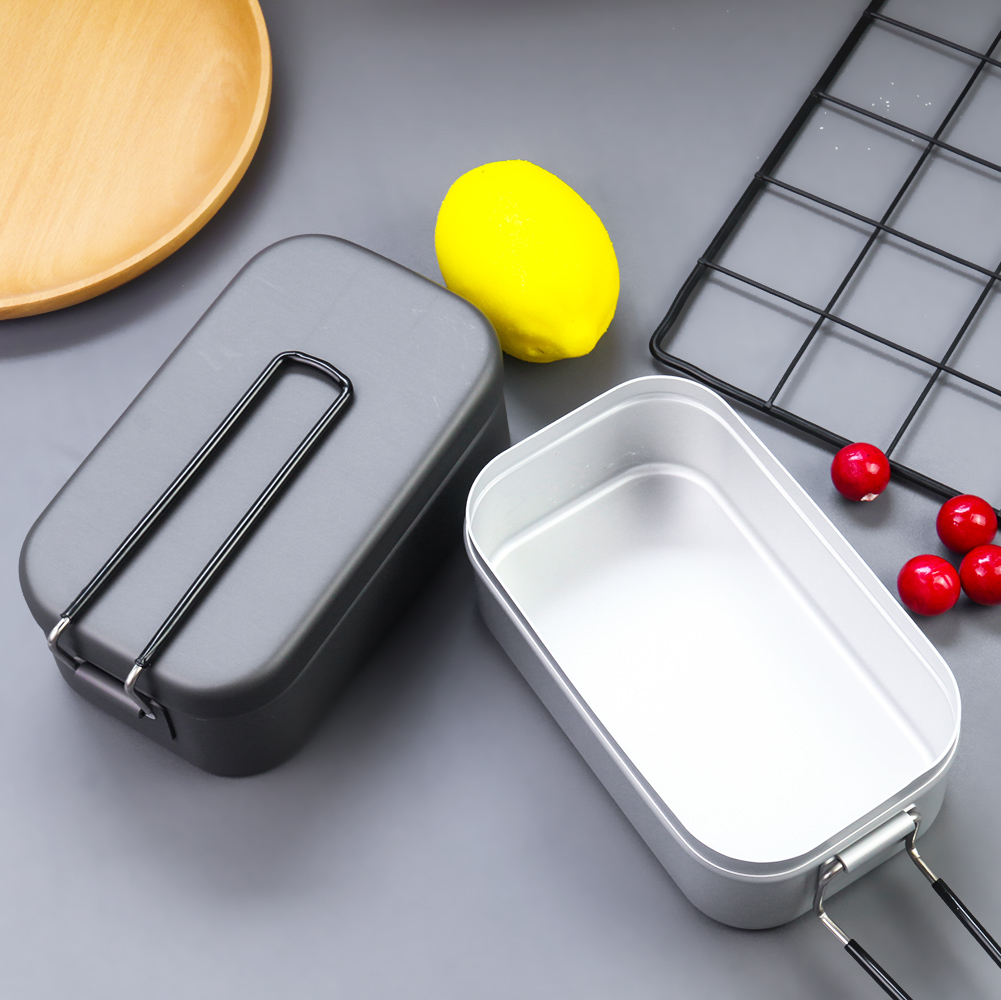Tragbare Outdoor Picknick Lunch Box Camping Picknick Verdickte Hart Aluminium Bento Reise Geschirr Schmuck Kleinigkeiten Lagerung Werkzeuge – Detail 3