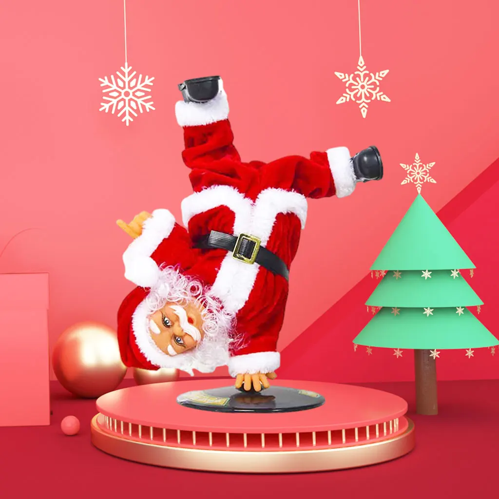 Christmas Electric Musical Santa Claus Plush Toy Inverted Street Dance