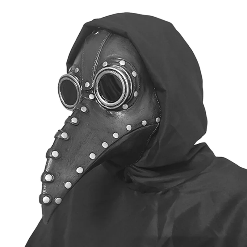 Deluxe Plague Doctor Long Nose Latex Masks Steampunk Bird Crow Mask Halloween 