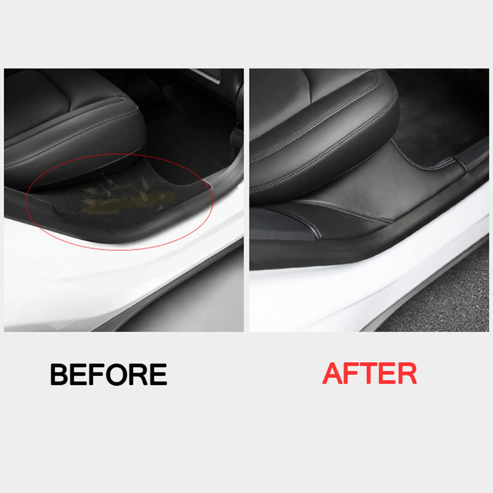 2Pcs Car Rear Door Sill Protector Cover Sticker Fit for Tesla Model Y Black