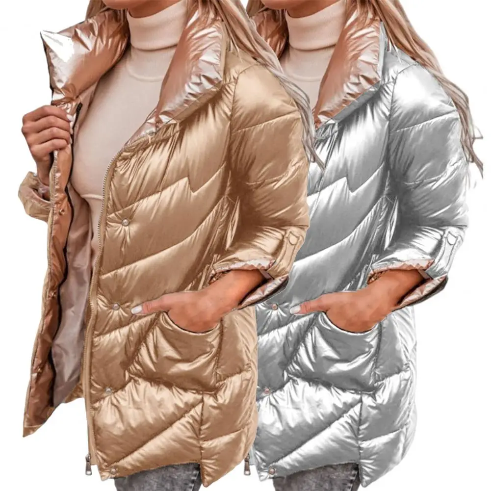 acolchoado casaco quente feminino outerwear acolchoado casacos gola retalhos jaquetas
