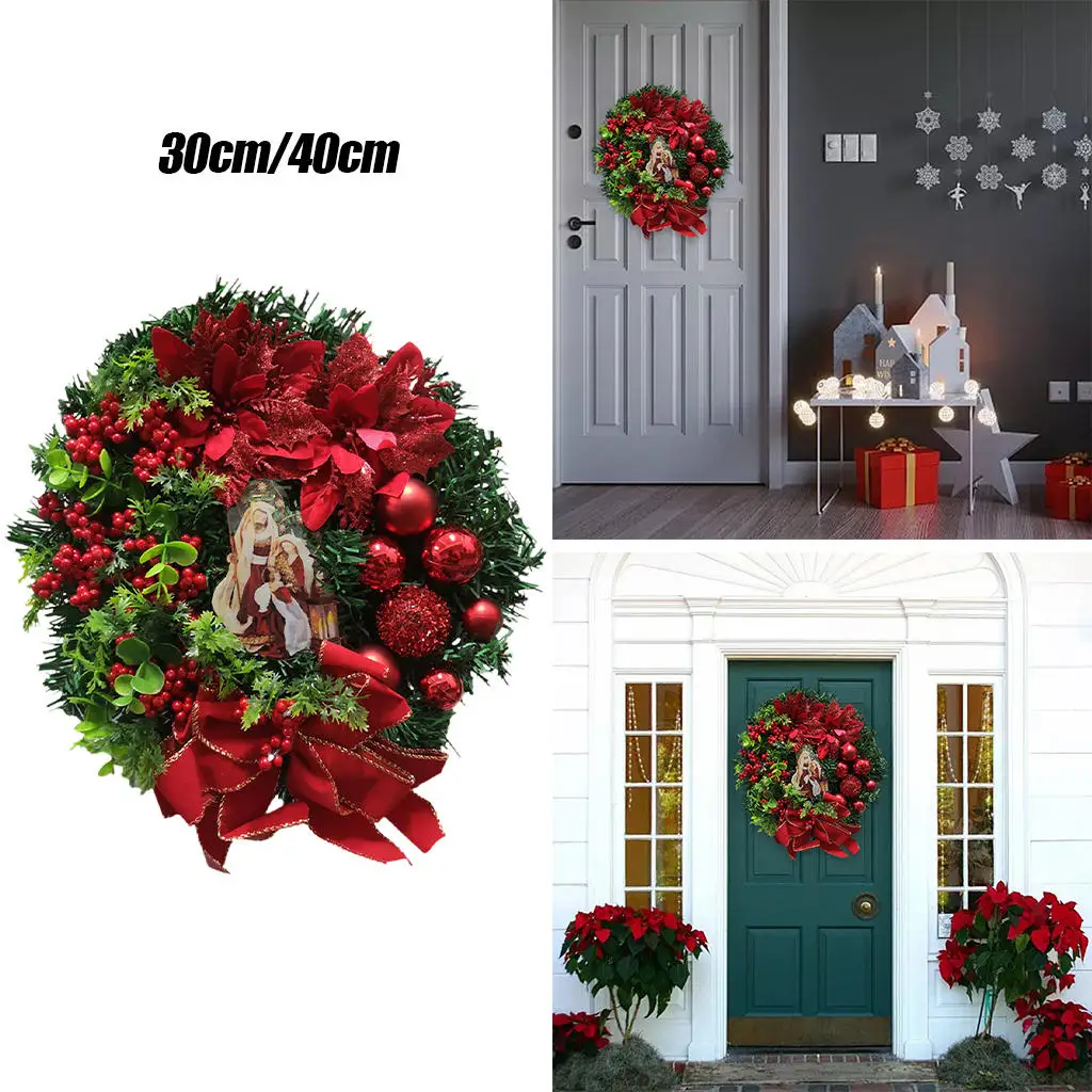 Christmas Wreath Ornament Red Novelty Garland Christmas Hanging Wreath Wreath Hanger for Decor Door Holiday Window Front Door
