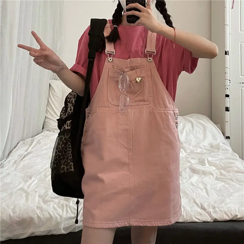 Dresses Women Preppy Style Pink Sweet Girlish Lovely Ripped Button Loose All-match Stylish Adjustable Straps Students Ulzzang floral dress