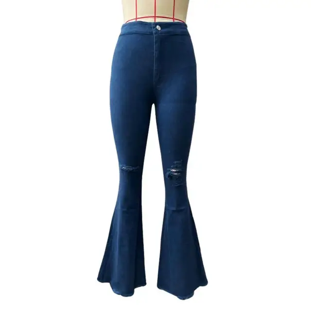 Pantalones vaqueros acampanados de cintura alta para mujer, ropa de calle  ajustada azul Y2k, ropa de calidad Vintage Harajuku para novio, 2022 -  AliExpress