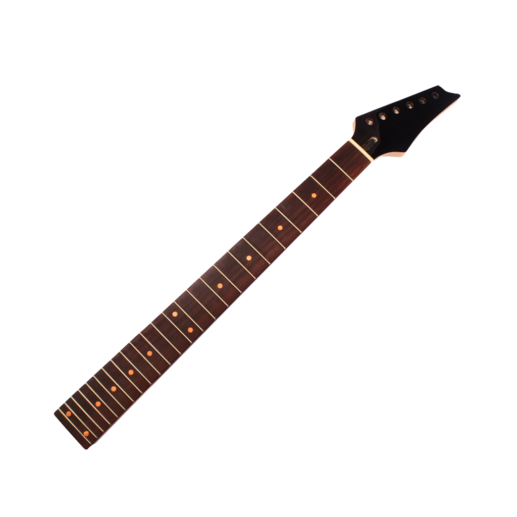 Maple Rosewood Guitar Neck, 24 Fret Guitar Neck for Electric Guitar Parts, Smooth Surface and Exquisite Handwork Black Head