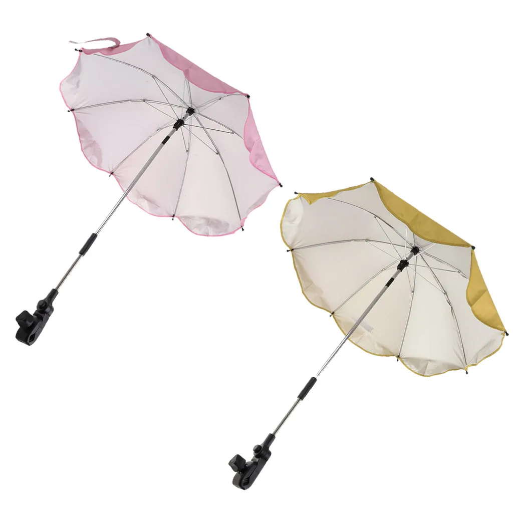 2pcs Portable Beach Umbrella Windproof UV Protection Sun Shelter 360 Rotating for Beach and Sports Events, Pink, Yellow