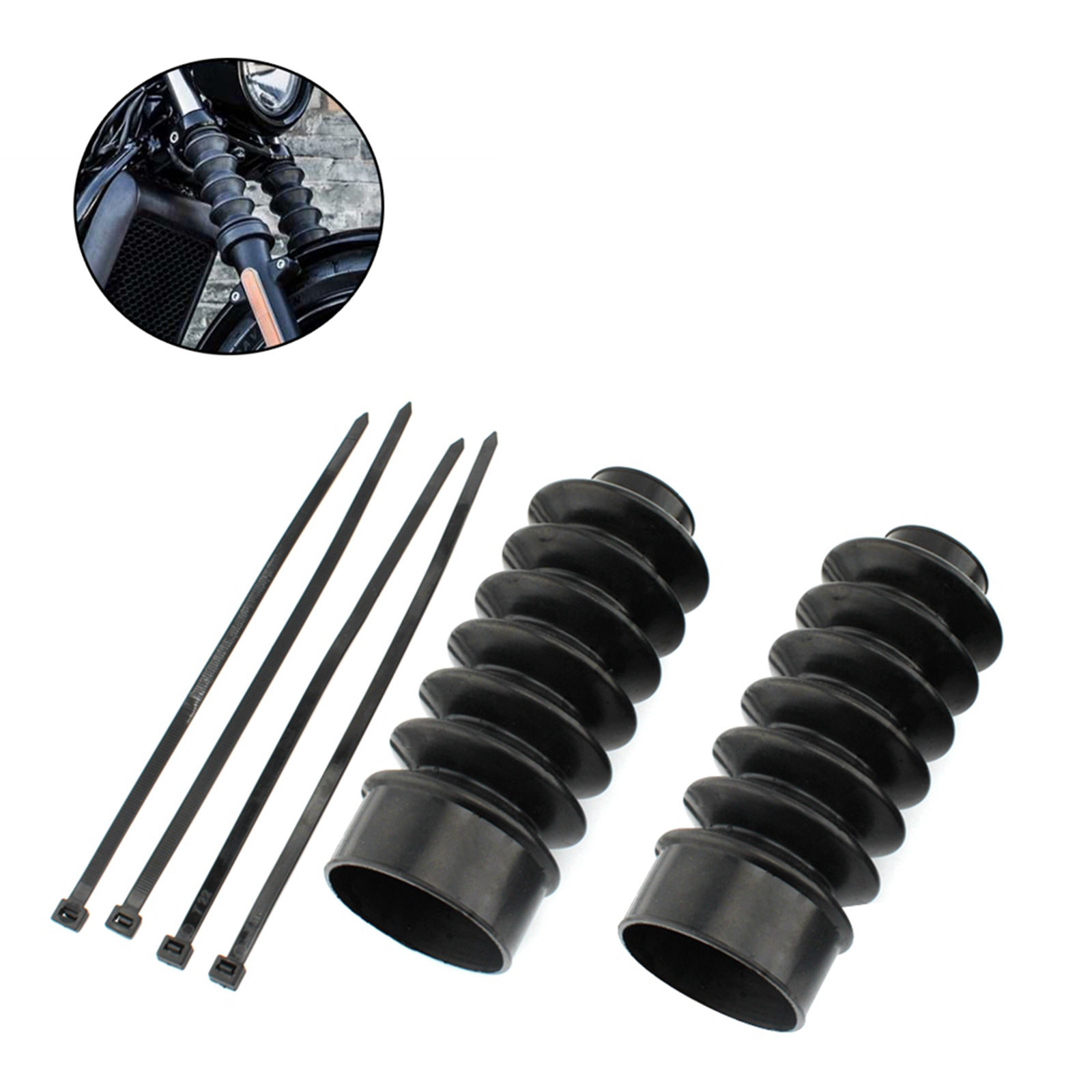 Front Fork Cover Gaiters Dust Cover with 39mm Fork Fit for Harley Davidson XL 1973-up FX XL883 XL1200