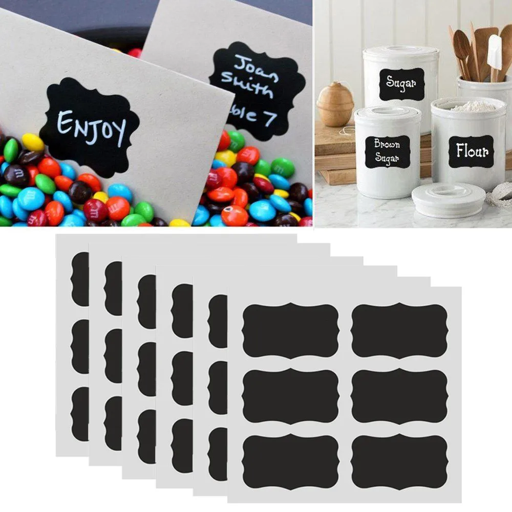 36Pcs/set Blackboard Sticker Craft Kitchen Jar Labels E3S6 Orga Chalk Y9O9 