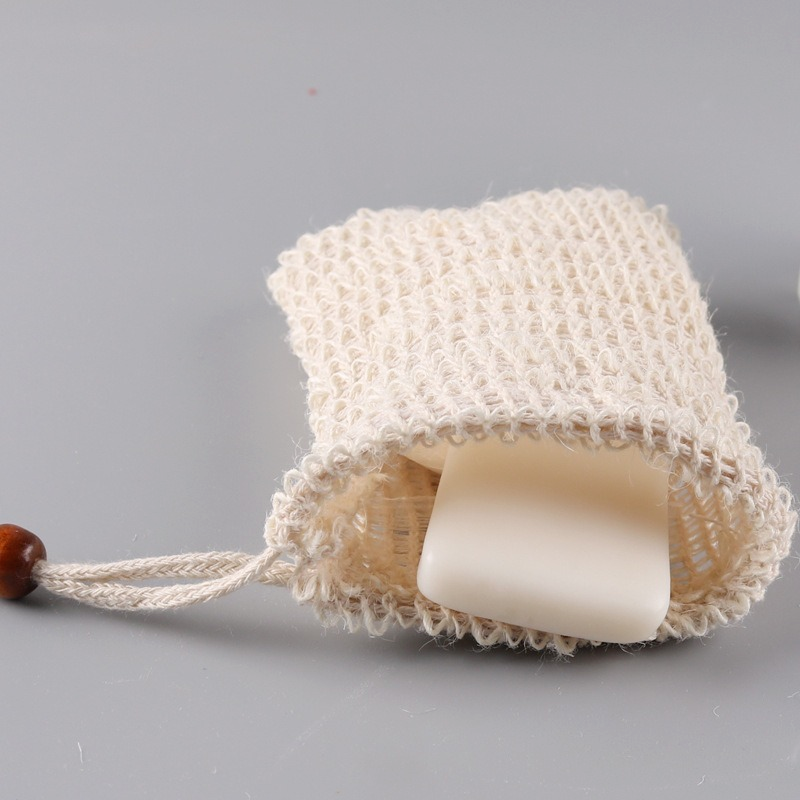 4Pcs Natürliche Sisal Seife Tasche Blister Mesh Seife Lagerung Taschen Schaum Maker Doppel-schicht Net Taschen Schäumen Einfach blase Seife Halter – Detail 1