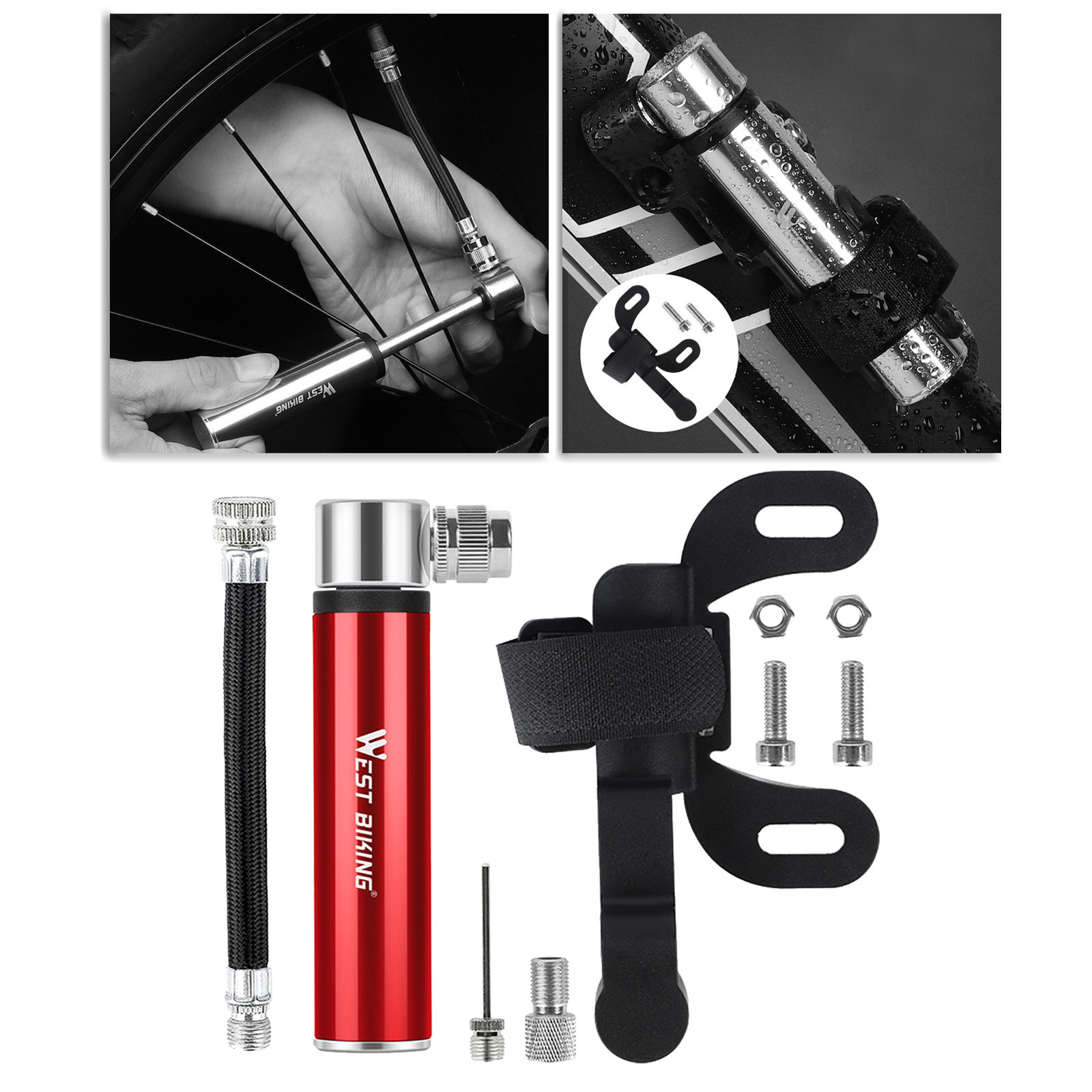 Handheld Mini Bike Pump Compact Road Tyre Tire Pump Fits Presta and Schrader 120PSI for Sport Football Balls Balloons Cycling