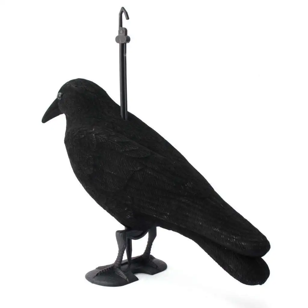 MagiDeal Durable Garden Flocked Hard Plastic Black Crow Hunting Decoy Raven Halloween Prop for Shooting Home Yard Field Decor