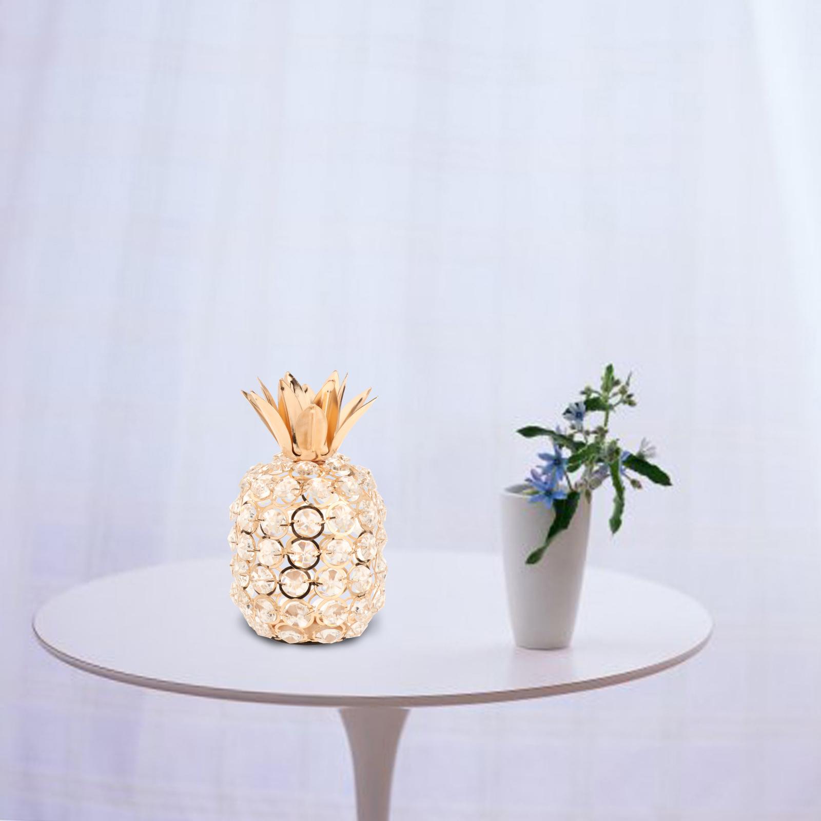 Sparkling Crystal Studded Pineapple Ornament Figurine Tabletop Statue Decor