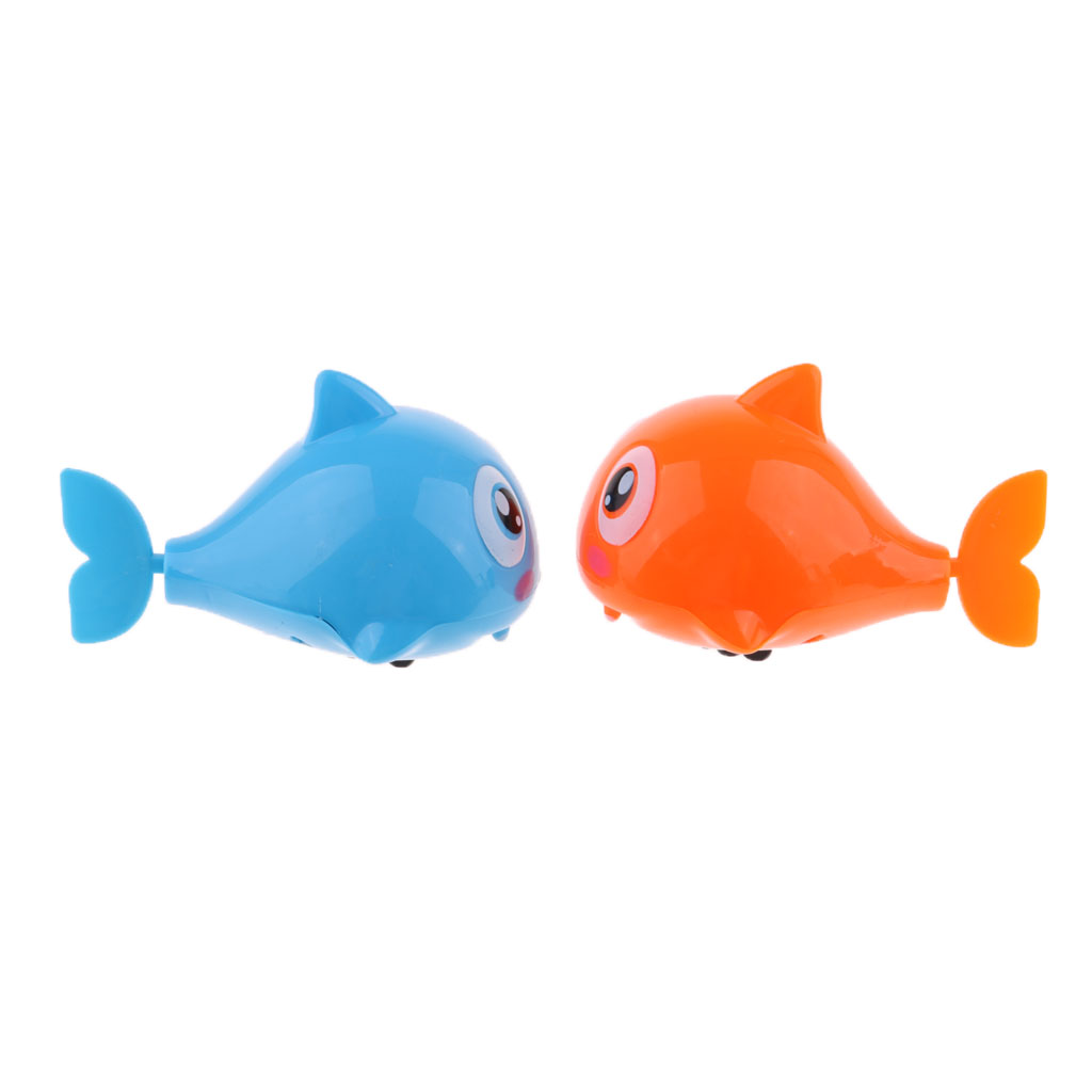 2Pcs Random Pull Cartoon Wind Up Shark Animals Baby Bath Kids Clockwork Toys