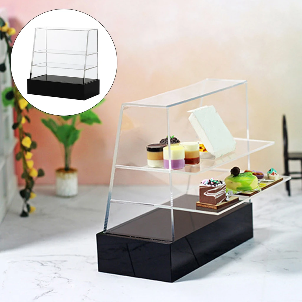 1/12 1/6 Handmade Dollhouse Miniature Plastic Pastries Cake Display Cabinet Furniture Accessories