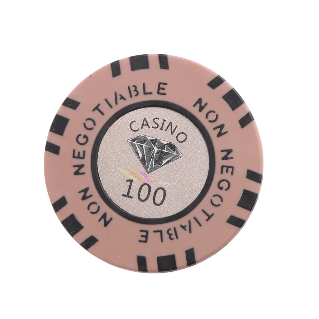 10Pcs Gambling Game Fun Play Casino Poker Chips Worth 100 Light Brown Tokens
