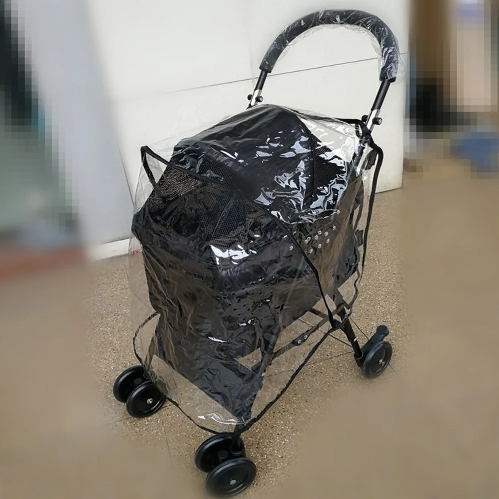 claro plástico dobrável prova dwarm água pet quente portátil prova de vento ao ar livre viagem cão carrinho de criança capa proteção carrinho de bebê gato