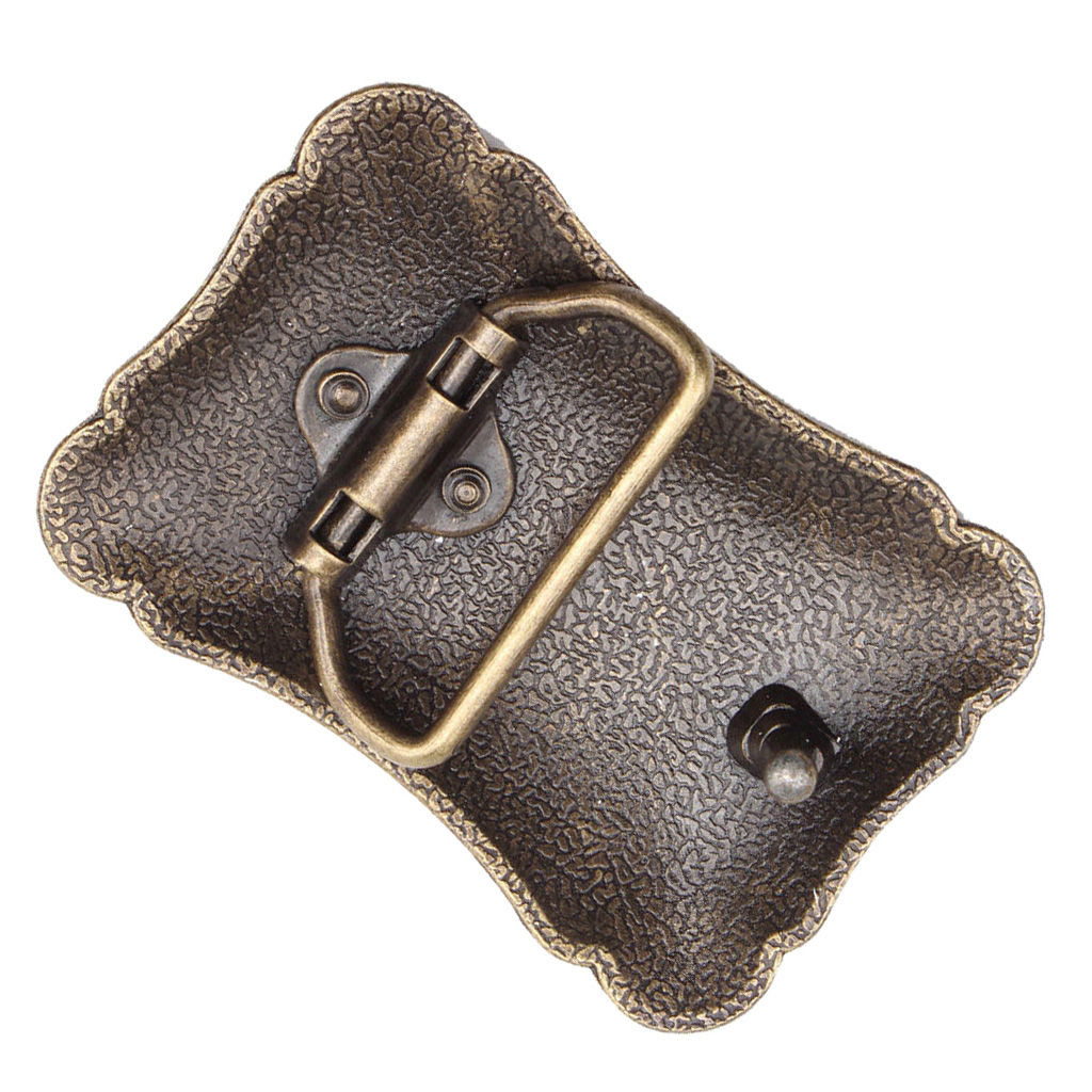 Metal Western Belt Buckle Arabesque Pattern Zinc Alloy Antique Casual Bronze