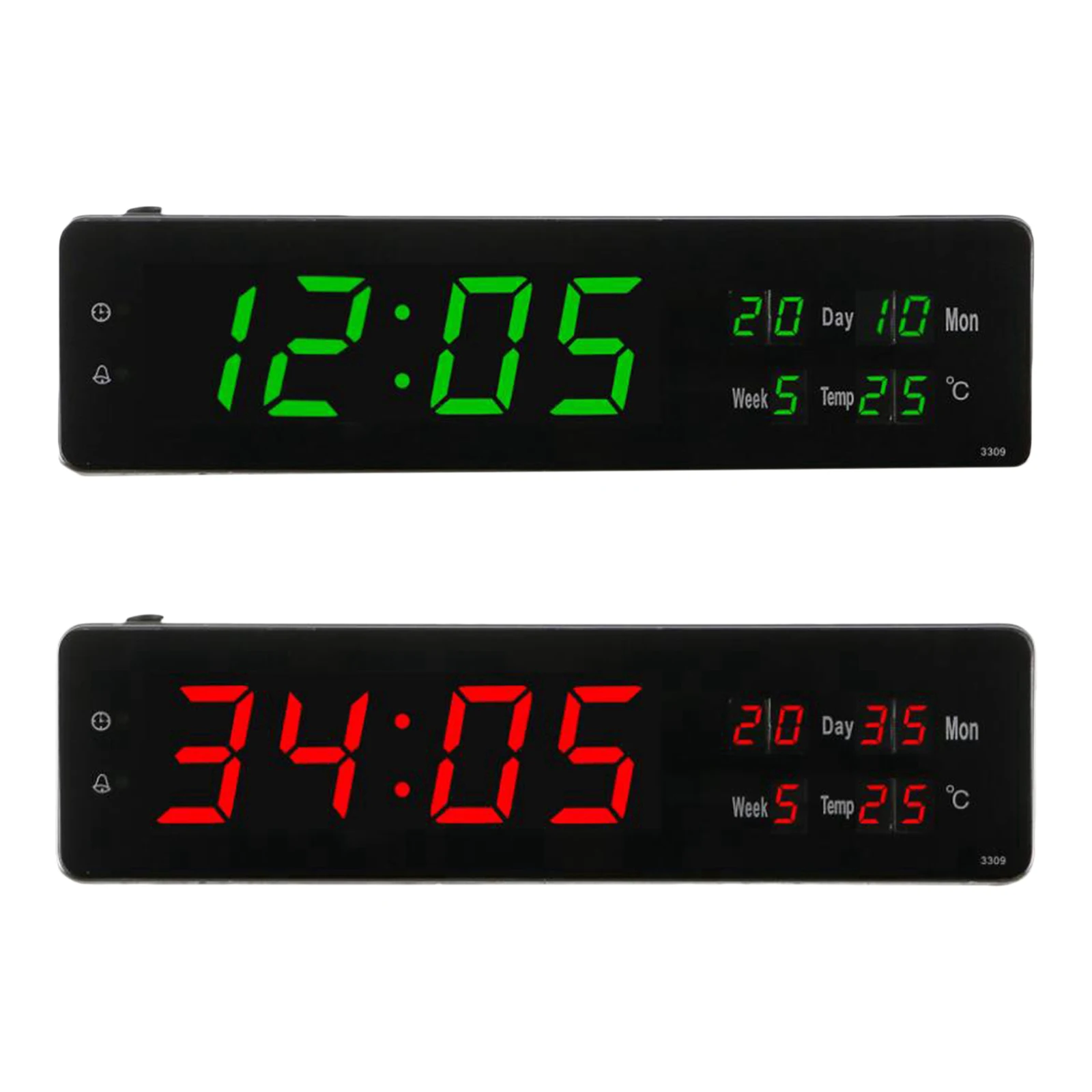 Large LED Digital Alarm Clocks Desktop Bedside Wall Clock 24 Hours Display Calender Temperature Week for Study