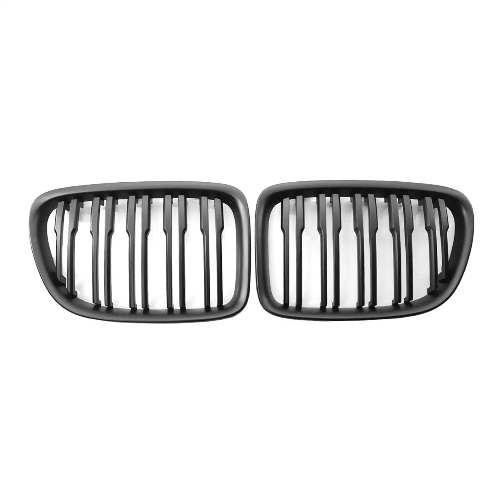 2x Grille Front Compatible for  E84 X1 20i 25i 28i 2009 2011 2010 2013 2014 Double Slat Bumper Racing Grill Matte Black