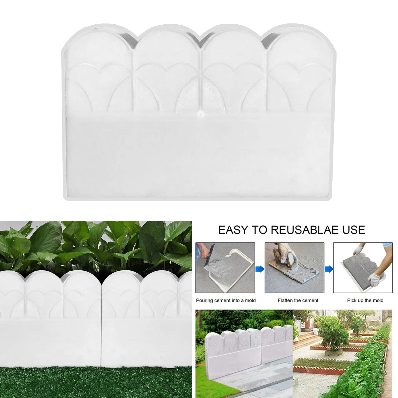 40x25cm Concrete Molds DIY Garden Lawn fence Cement Plastic Mold Green Belt Brick Concrete Mold Paving Molds