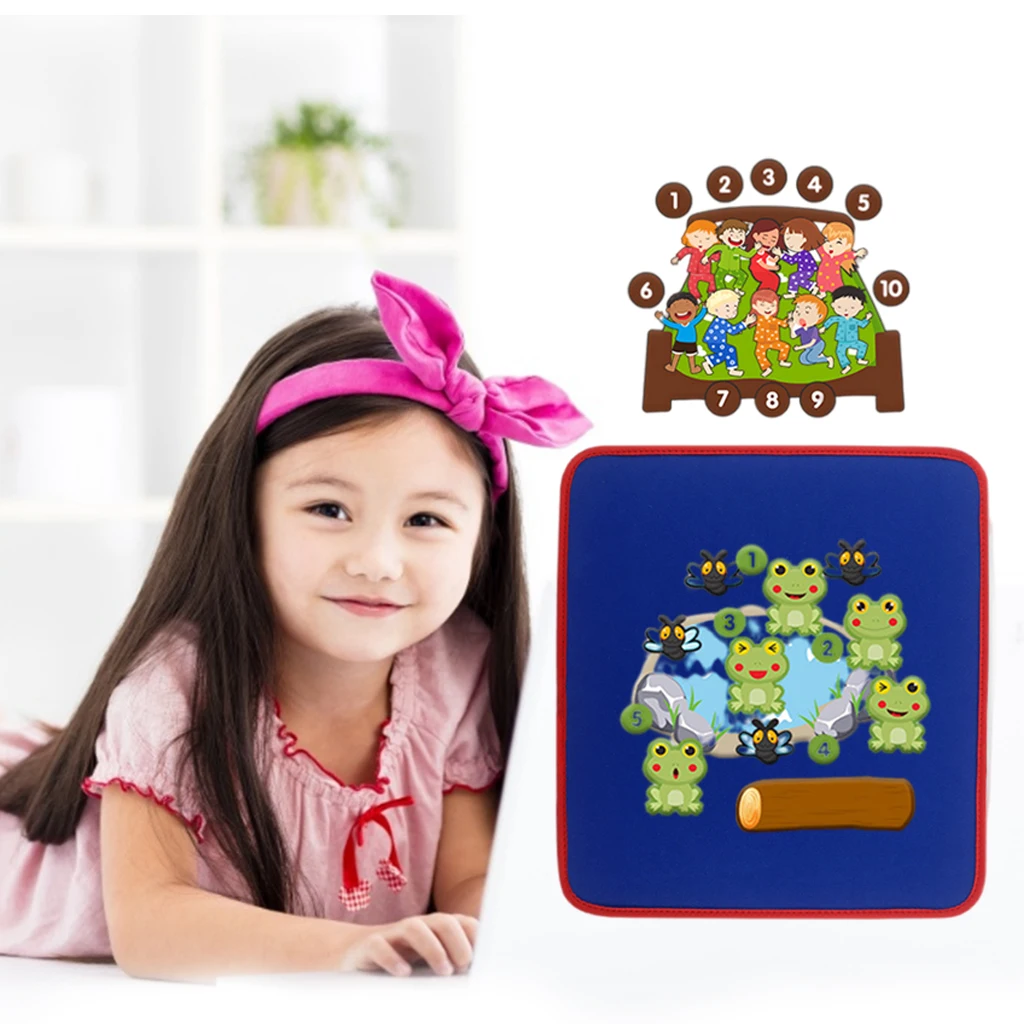 Felt Story Board Kindergarten Children Montessori Flannel Storyboard with Frogs with Figures Toy Home Accessories